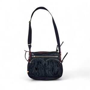 MZ Wallace Black Nylon Crossbody Bag Gold Hardware Adjustable Strap Pockets